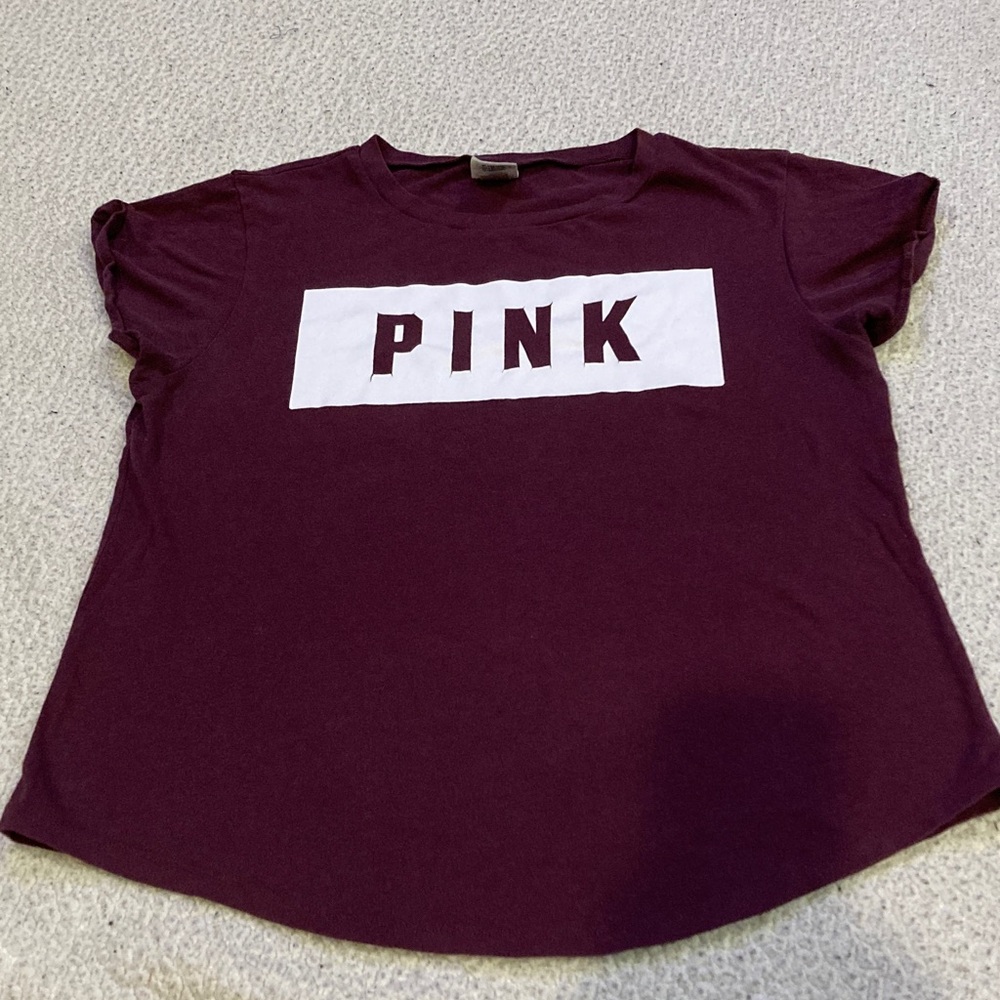 PINK Victoria's Secret Maroon Short Sleeve Tee